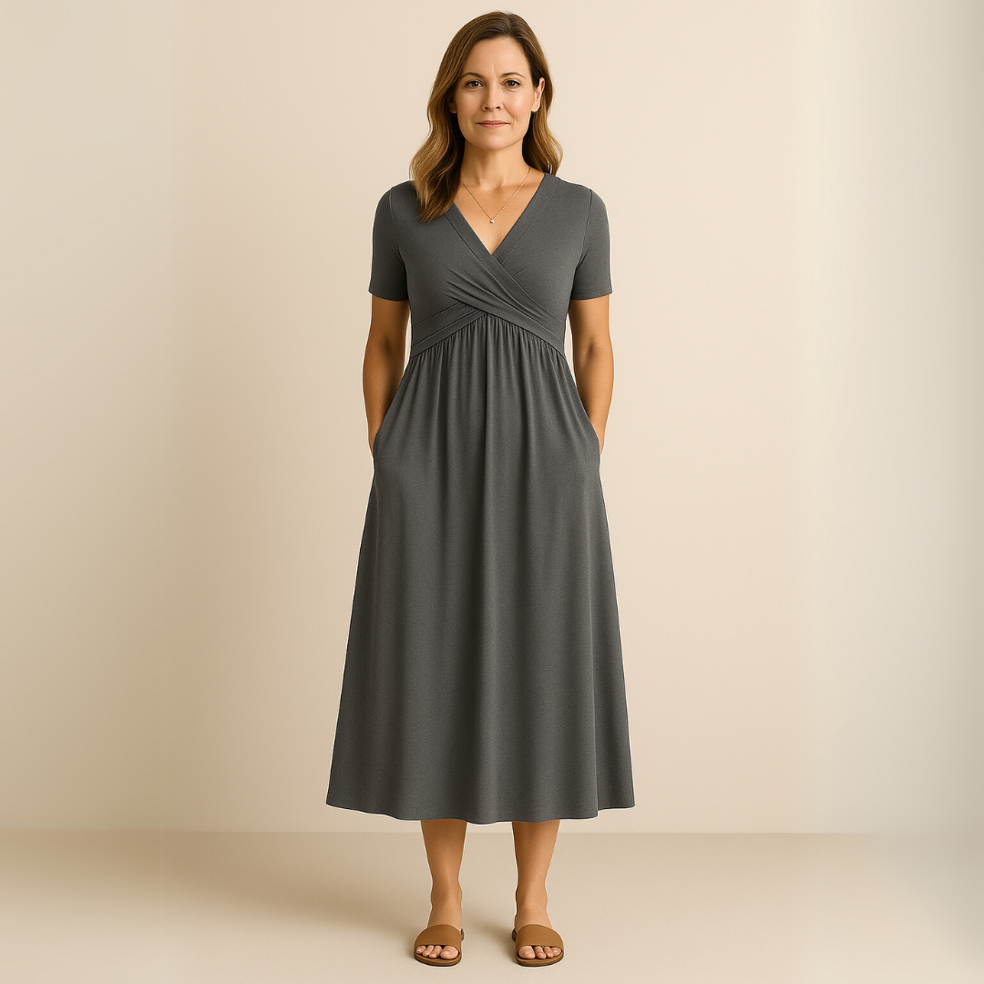 Charlotte - Midi Dress with V-Neckline