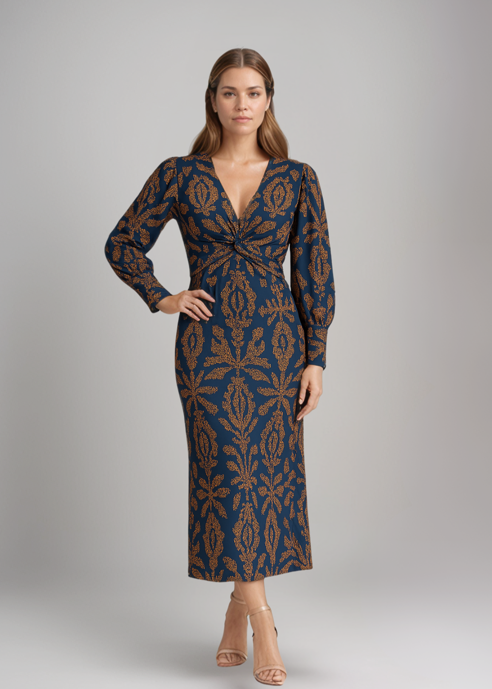 Cathy - Midi Dress with Baroque Print