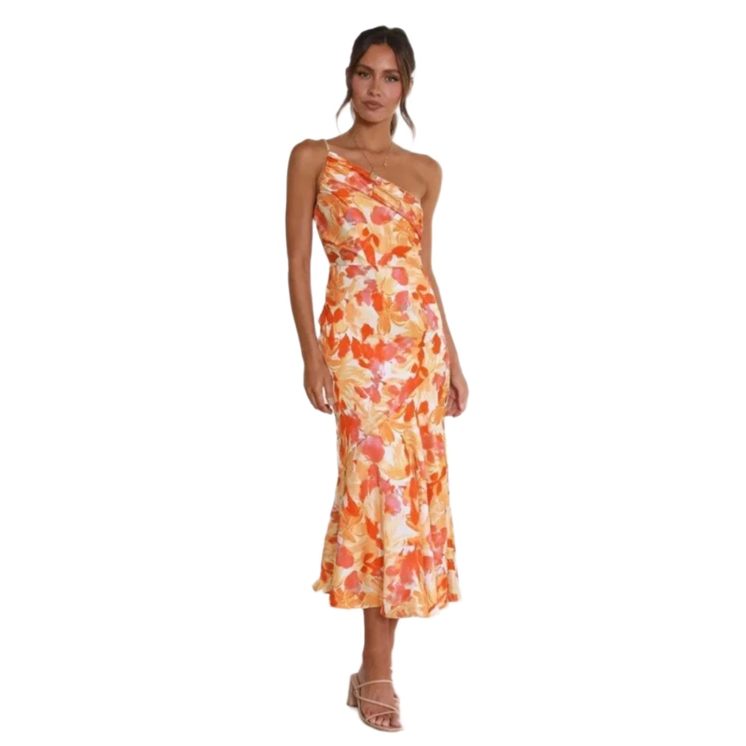 Audrey - Maxi Asymmetric Dress with Floral Print