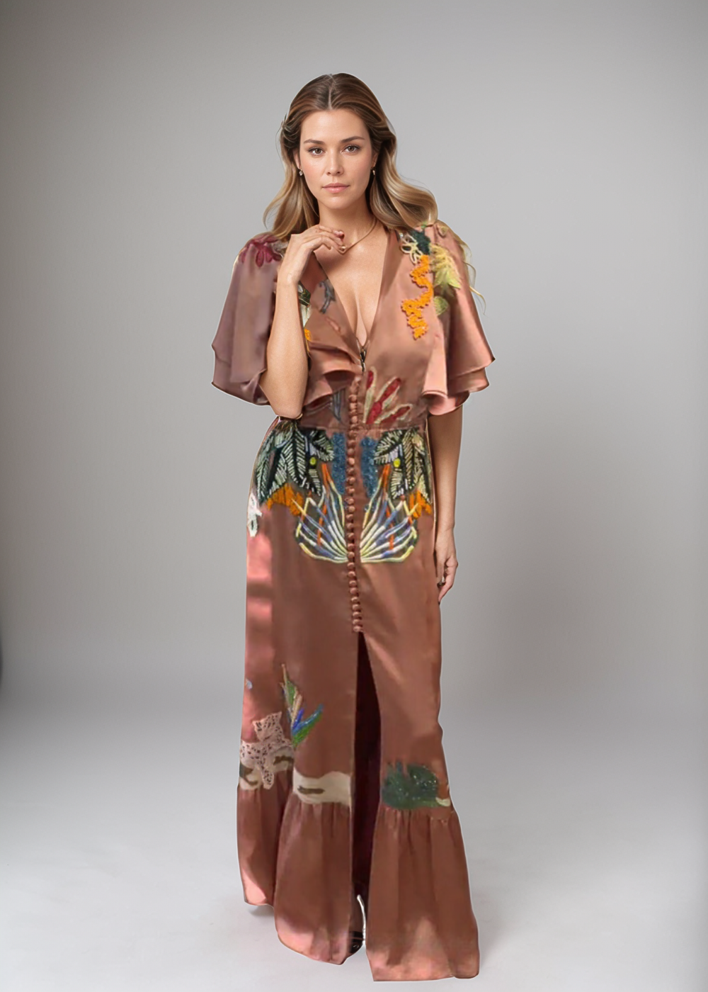 Carmel - Embroidered Boho Maxi Dress