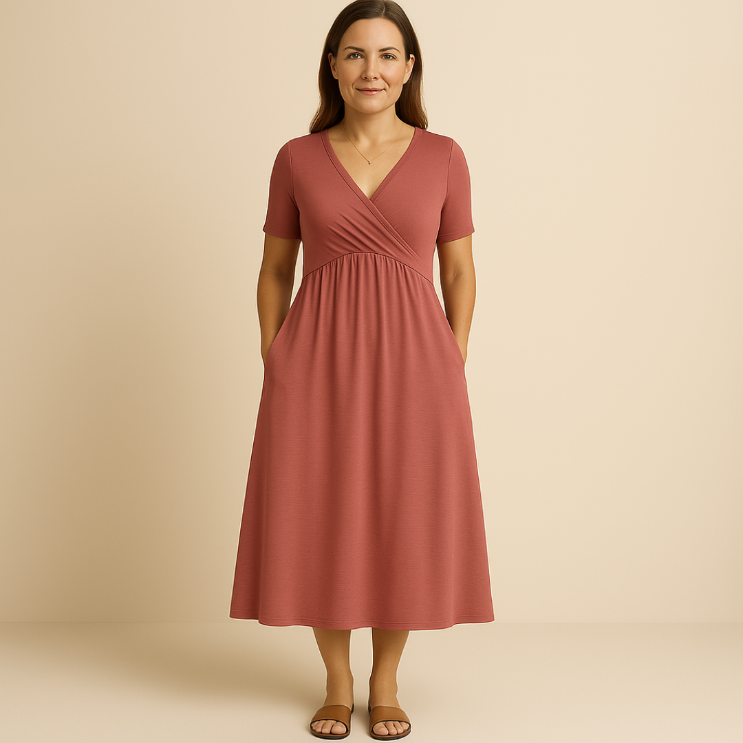 Charlotte - Midi Dress with V-Neckline