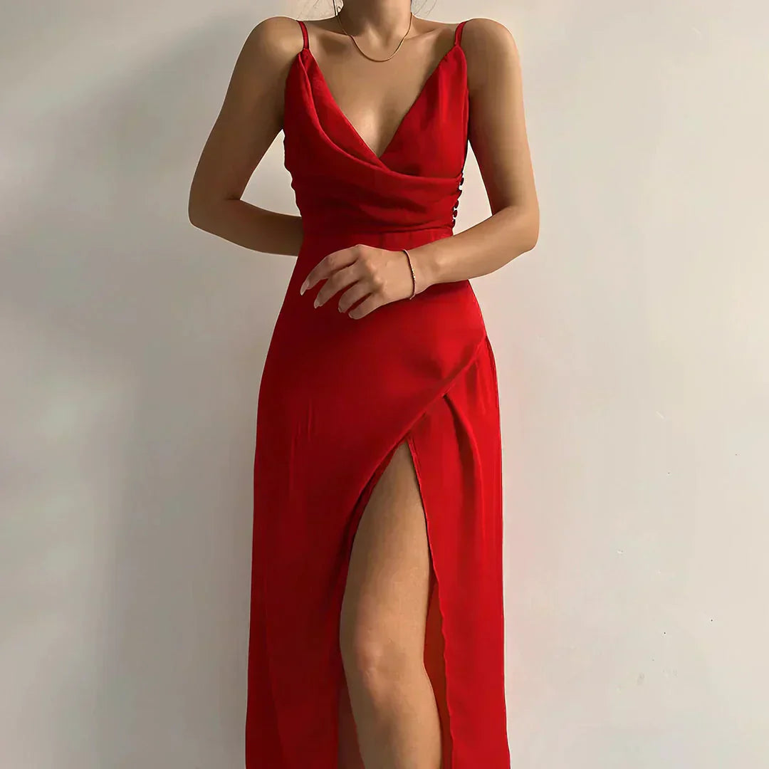 Chloe - Satin Dress with Slit