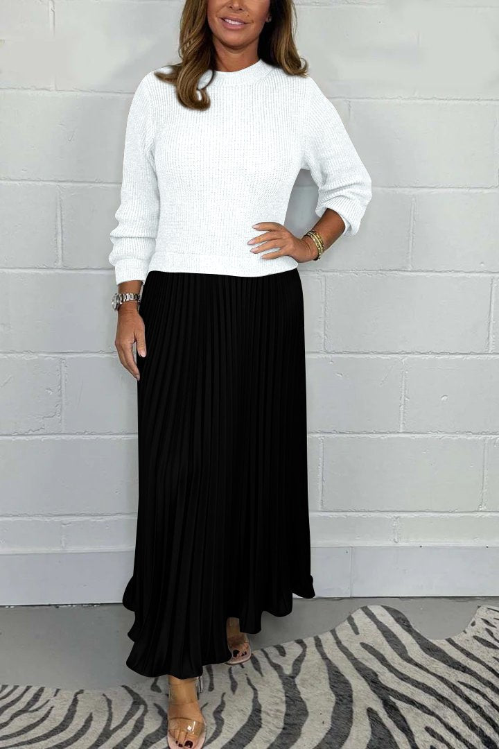 Clara - Chic Pullover and Pleated Skirt Set